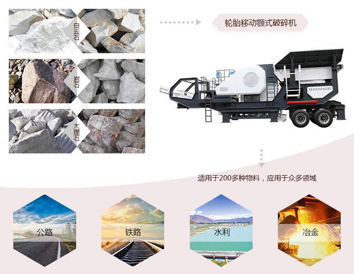 移動(dòng)打石機(jī)搭載鄂式破碎機(jī)可用于多種物料加工 移動(dòng)打石機(jī)搭載鄂式破碎機(jī)可用于多種物料加工