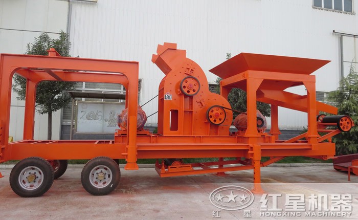簡易式破碎站，搭載雙級錘式粉碎機