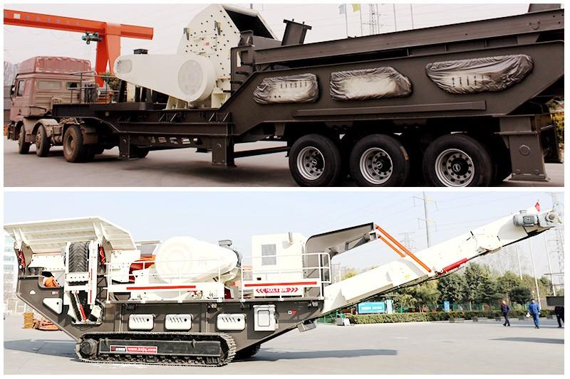 中型流動(dòng)碎石機(jī)有履帶式、輪胎式