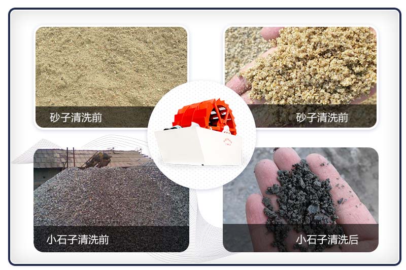 石子清洗機械洗砂、洗石前后展示