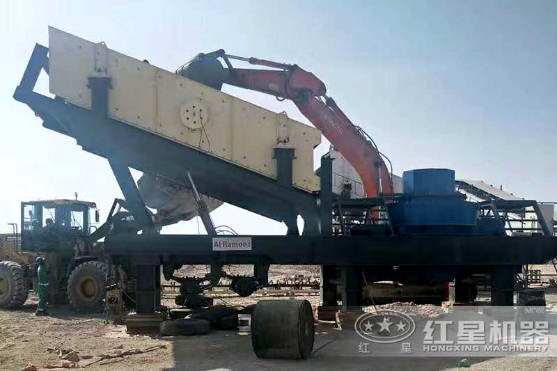 山東煙臺(tái)客戶一小時(shí)100噸一體式破碎、制沙設(shè)備